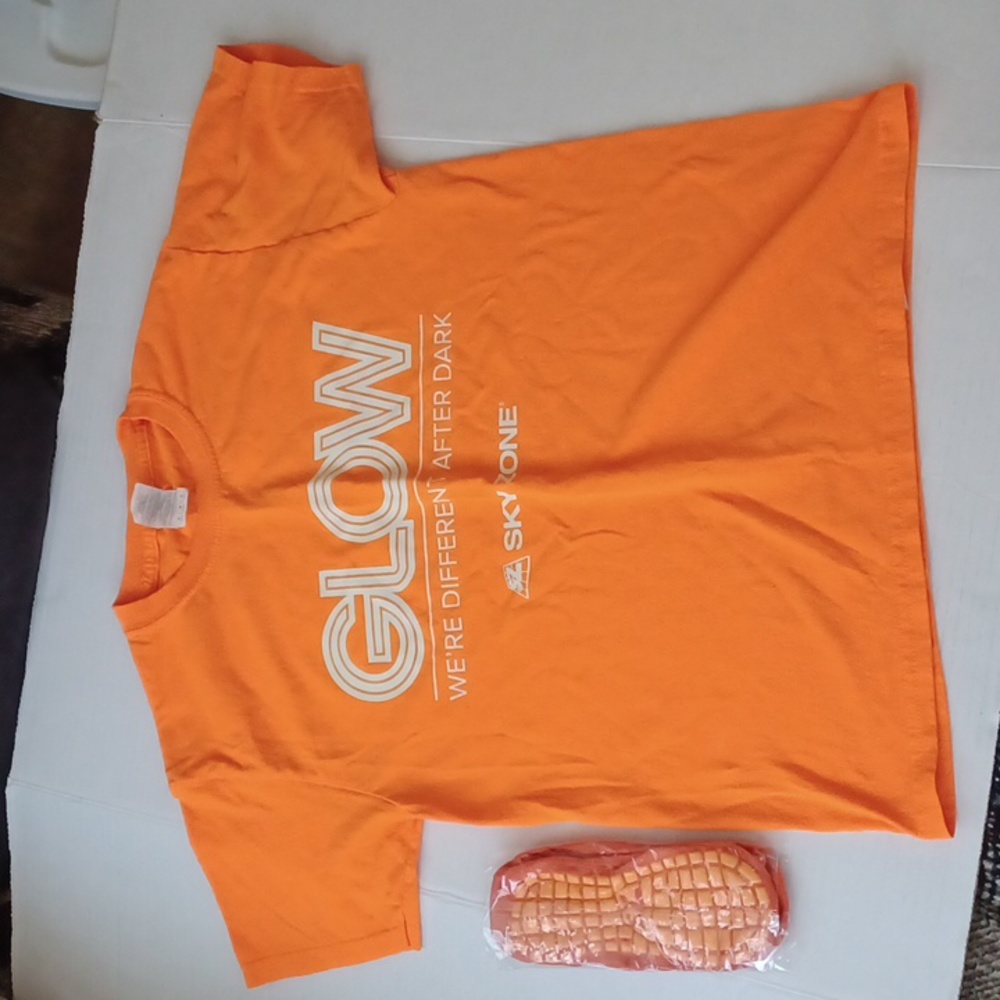 4/$30 Orange Trampoline Tee & Socks - Size Medium & Small (Youth)